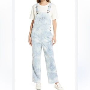 Faherty Brand Mechanic Pin Railroad Stripe Denim Overalls size medium